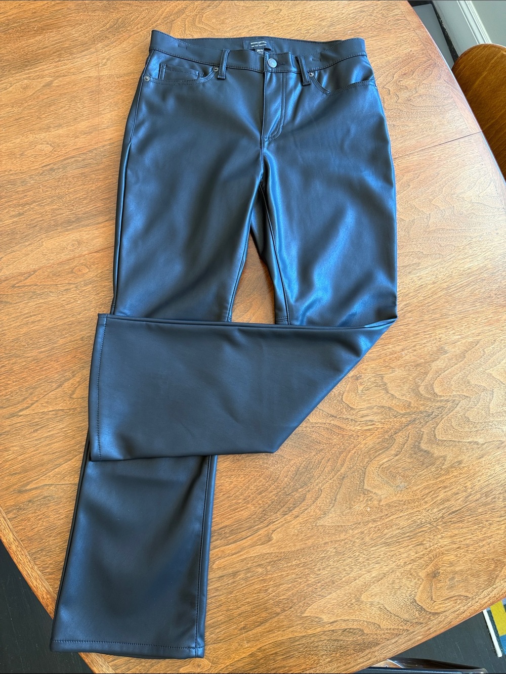 Banana Republic Black Mid-Rise Bootcut Faux Leather Pants